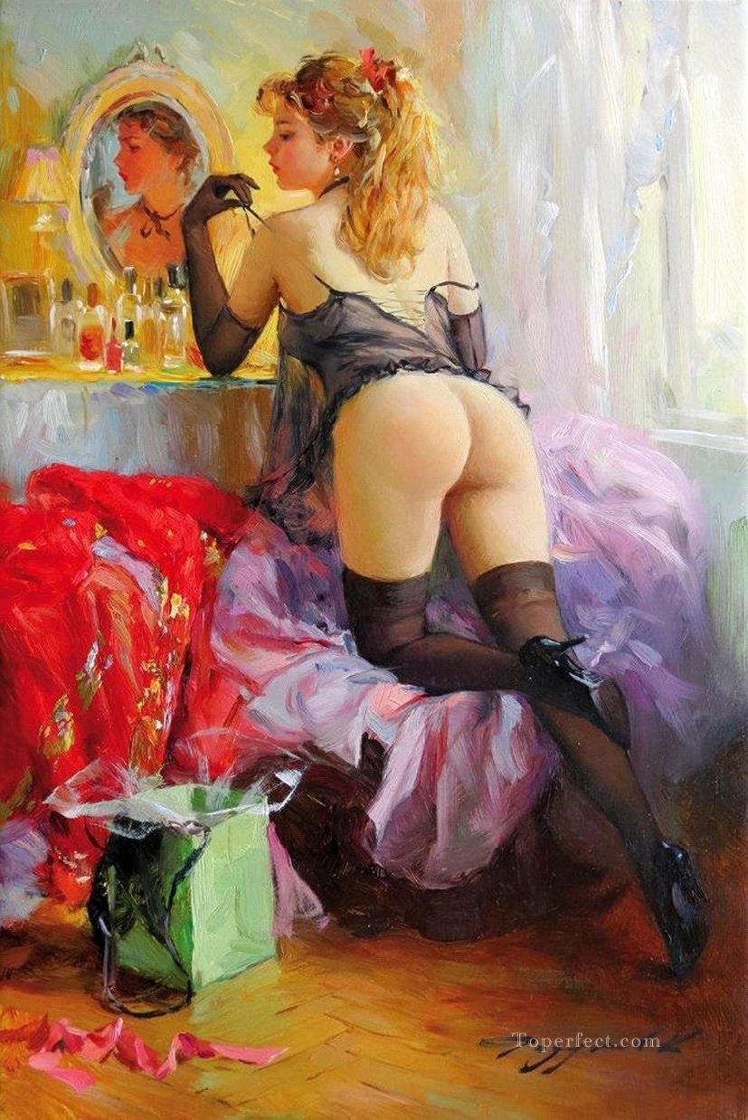Pretty Woman KR 013 Impressionist nude Oil Paintings